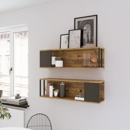 Hanah Home Vg18-A Estantería de Pared Pino Atlántico (2 piezas)